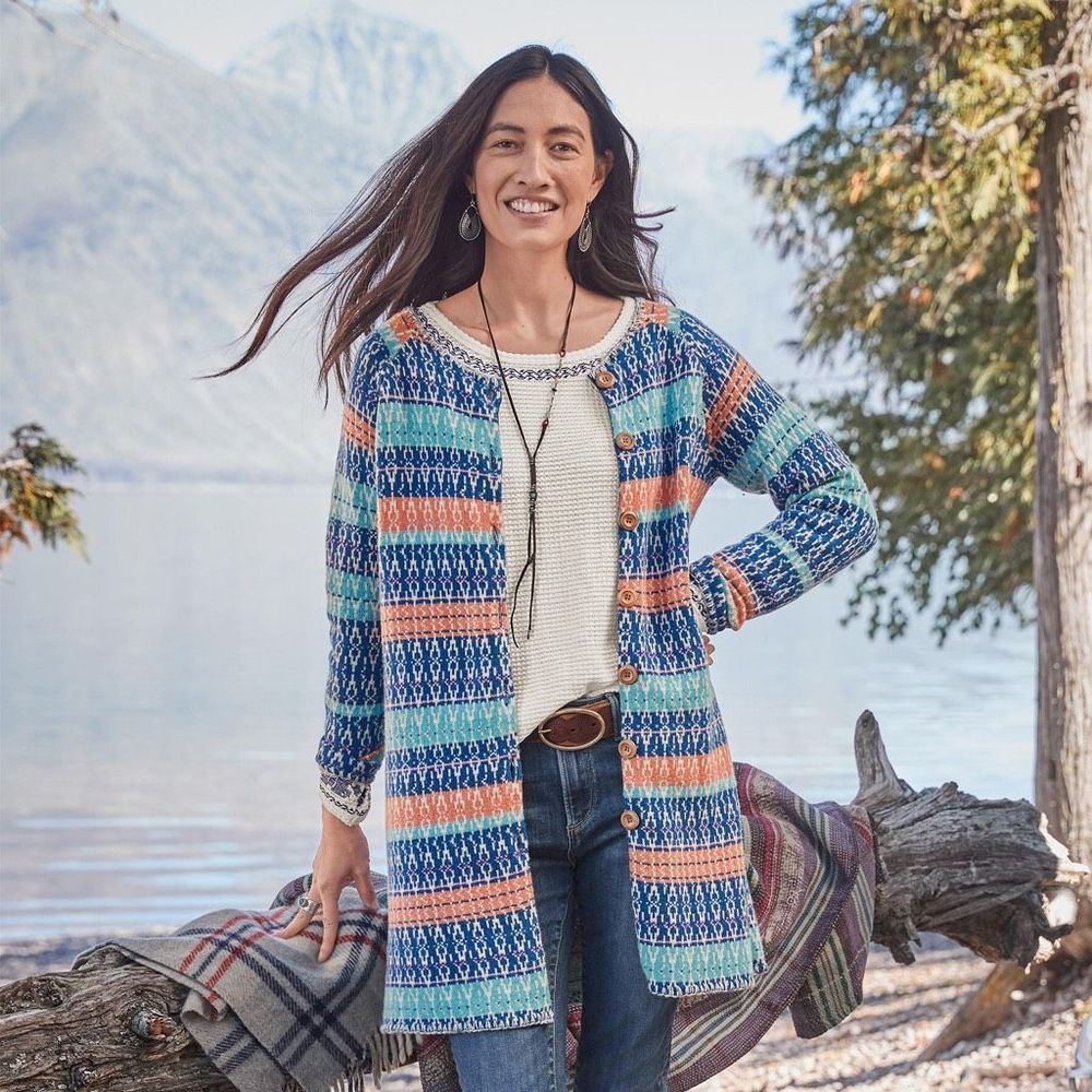 Sundance Shoreline Longline Wooden Button Cardigan Size XS